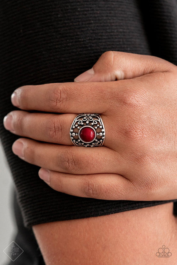 On An Adventure - Red - Ring - Fashion Fix December 2019 - Paparazzi Accessories