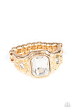 Out For The COUNTESS - Gold - White Rhinestone - Ring - Paparazzi Accessories