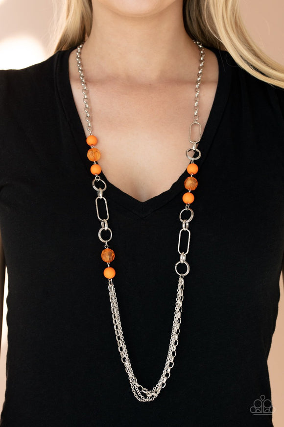 POP-ular Opinion - Orange - Bead - Necklace - Paparazzi Accessories