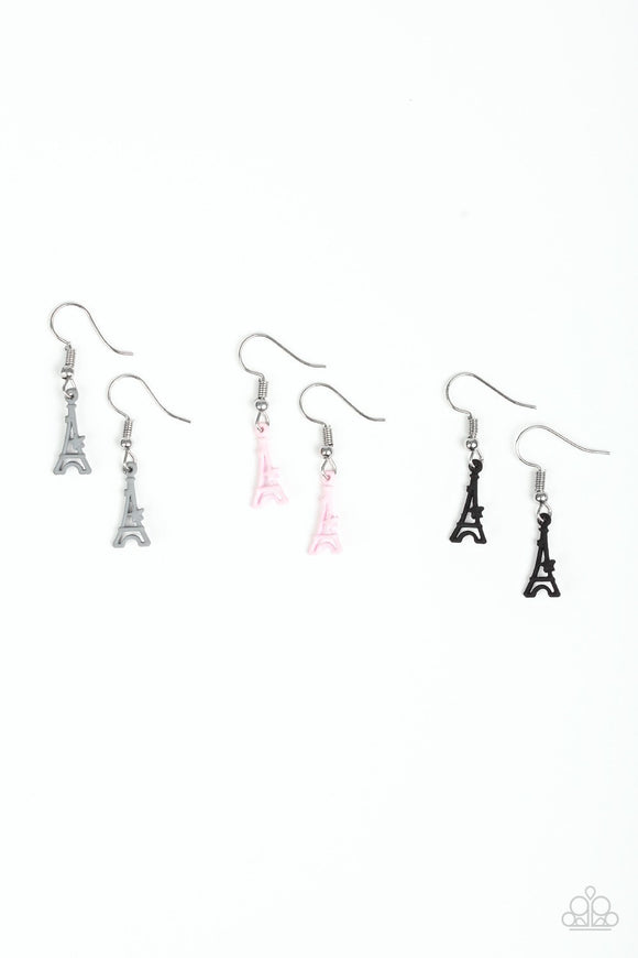 Starlet Shimmer - Eiffel Tower Paris - Fish Hook Earrings - Set Of 5 - Paparazzi Accessories