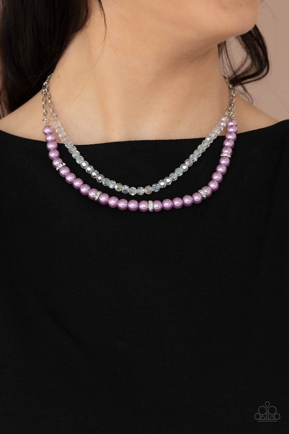 Parisian Princess - Purple - Pearl - Iridescent Bead - Necklace - Paparazzi Accessories
