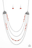 Pharaoh Finesse - Red - Bead - Necklace - Paparazzi Accessories