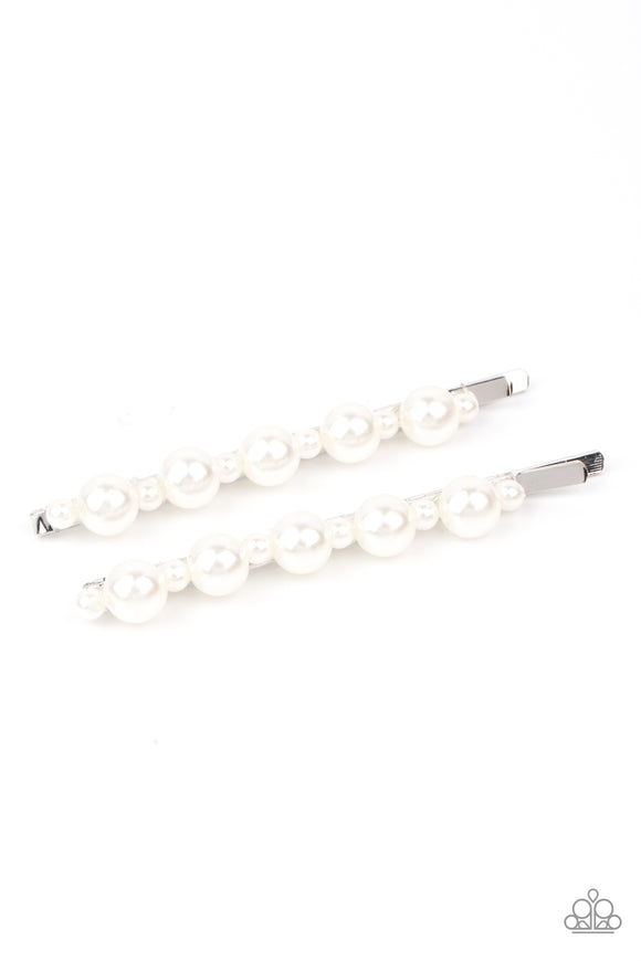Put A Pin In It - White - Pearl - Hair Clip - Paparazzi Accessories