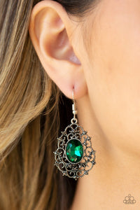Regal Razzle - Green - Rhinestone - Hematite - Earrings - Paparazzi Accessories