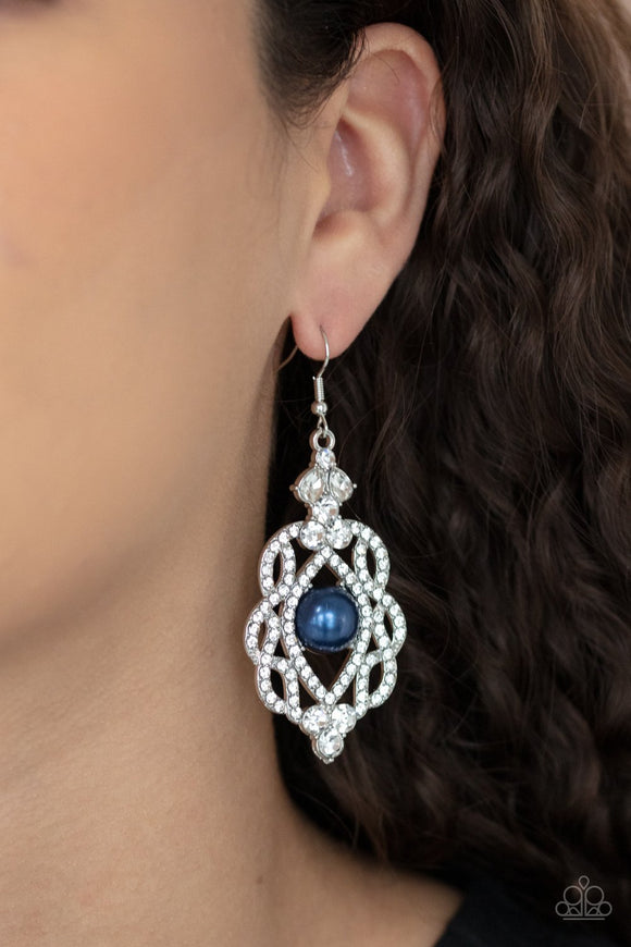 Rhinestone Renaissance - Blue - Pearl - Earrings - Paparazzi Accessories
