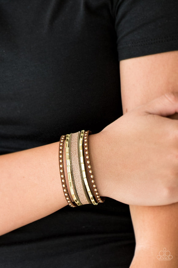 Seize The Sass -Brass - Wrap - Snap Bracelet - Paparazzi Accessories