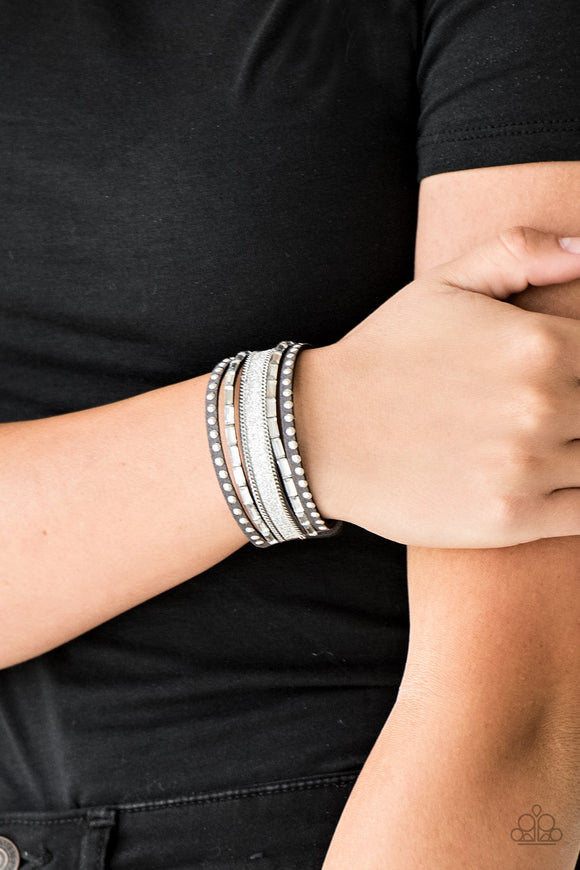 Seize The Sass - Silver - Wrap - Snap Bracelet - Paparazzi Accessories