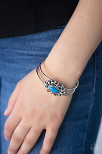 Serene Succulent - Blue - Bead - Hinge Bracelet - Paparazzi Accessories