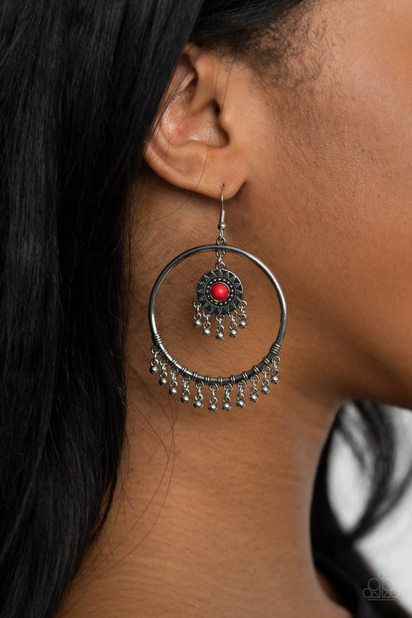 Sunny Equinox - Red - Stone - Earrings - Paparazzi Accessories