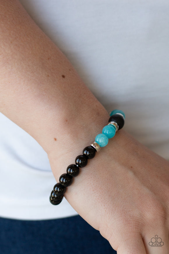 Super Serene - Blue - Lava Bead - Stretch Bracelet - Paparazzi Accessories