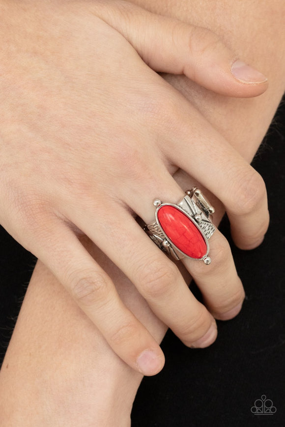 This BADLAND Is My BADLAND - Red - Stone - Ring - Paparazzi Accessories
