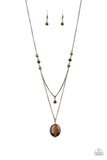 Time To Hit The ROAM - Brass - Tiger's Eye - Necklace - Paparazzi Accessories