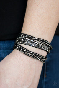 Tough Girl Glamour - Black - Wrap - Snap Bracelet - Paparazzi Accessories