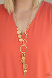 Trinket Trend - Gold - Hammered Charm - Necklace - Paparazzi Accessories
