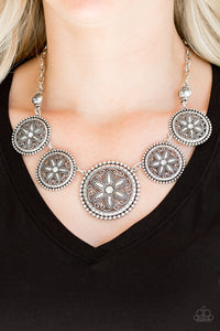 Written In The STAR LILIES - White Rhinestone - Silver Necklace - Paparazzi Accessories