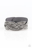 Bring On The Bling - Silver - Suede - Hematite - Wrap - Snap Bracelet - Paparazzi Accessories