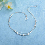 Aligned Stars - Layered - Silver - Chain Clasp Anklet