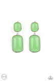 Meet Me At The Plaza - Green - Clip-On Earrings - Paparazzi Accessories