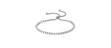 White Cubic Zirconia - . 925 Sterling Silver - Adjustable Tennis Bracelet