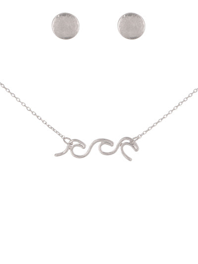 Wave - Silver Tone - Necklace and Earrings Set