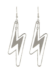 Lightning Bolt - Silver Tone - Fish Hook Earrings