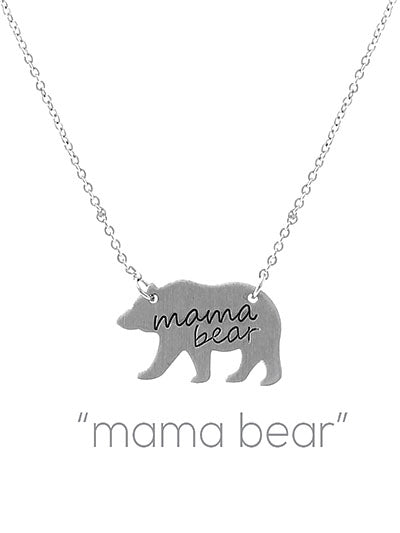 Mama Bear - Bear Pendant - Silver Tone - Necklace