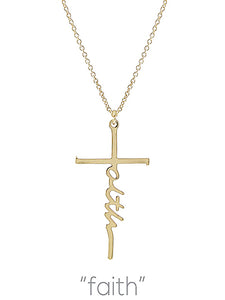 Faith Cross - Gold Tone - Necklace