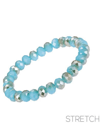 Glass Bead - Light Blue Turquoise - 8mm Bead - Stretch Bracelet