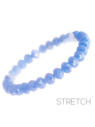 Glass Bead - Blue Periwinkle - Iridescent 8mm Bead - Stretch Bracelet