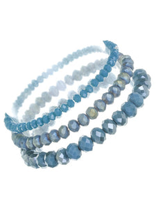 Glass Bead - Blue Green - Iridescent - Set Of Three - Stretch Bracelets