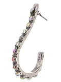 Western Style Hoop - Iridescent AB Crystal - Silver Tone - Hoop Earrings