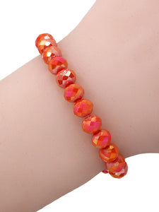 Glass Bead - Orange - Iridescent 8mm Bead - Stretch Bracelet