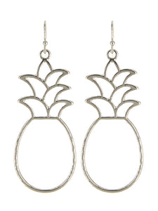 Pineapple - Silver Tone - Fish Hook Earrings