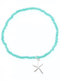 Starfish Charm - Green - Seed Bead - Stretchy Anklet