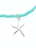 Starfish Charm - Green - Seed Bead - Stretchy Anklet