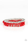 Ideal Idol - Red - Stretch Bracelet - Set Of 3 - Paparazzi Accessories