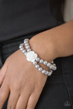 Posh and Posy - Silver - Pearl - Flower - Stretch Bracelet - Paparazzi Accessories