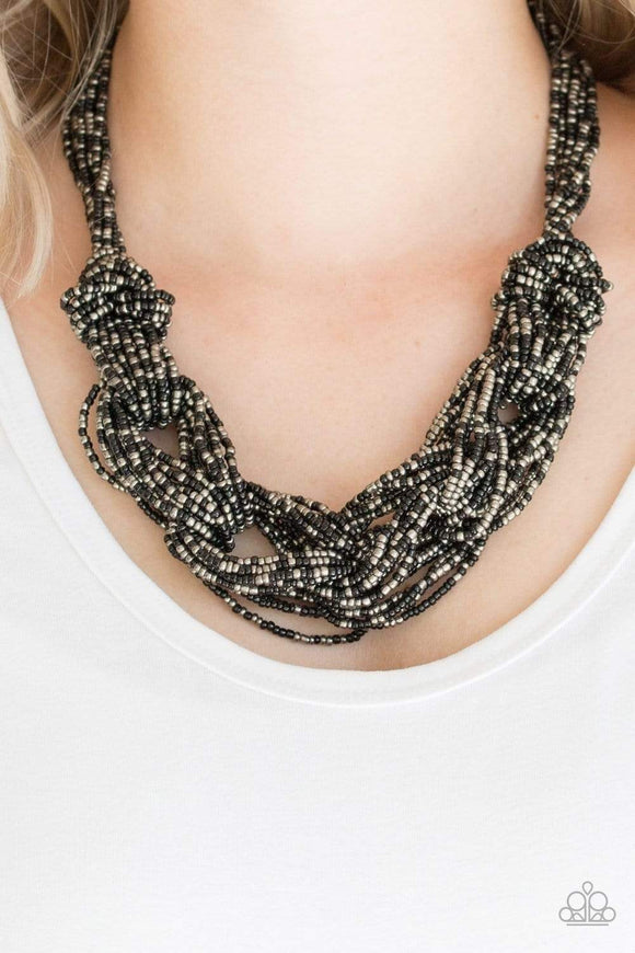 City Catwalk - Black - Seed Bead - Necklace - Paparazzi Accessories