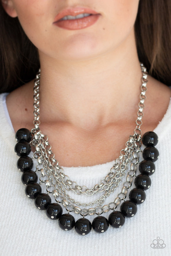 One-Way WALL STREET - Black - Bead - Necklace - Paparazzi Accessories.