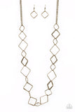 Backed Into A Corner - Brass - Necklace - Paparazzi Accessories