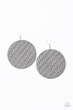 Plaited Plains - Silver - Leather - Earrings - Paparazzi Accessories