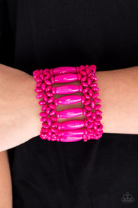 Barbados Beach Club - Pink - Wooden - Stretch Bracelet - Paparazzi Accessories